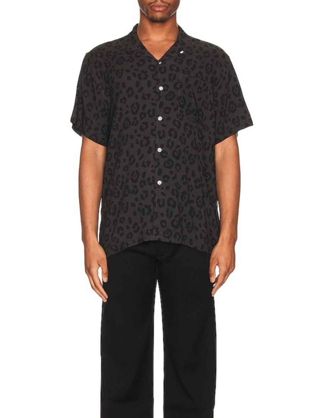 NWT DUVIN Cocktail Shirt Black Leopard Button Up Cabana Shirt XL